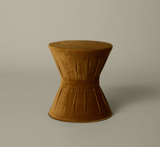 PIERCE & WARD DRUM SIDE TABLE IN HONEY CHENILLE