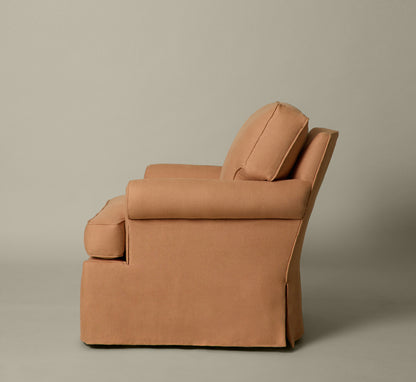 VINTAGE SWIVEL LOUNGE CHAIR IN PIERCE & WARD CLAY LINEN