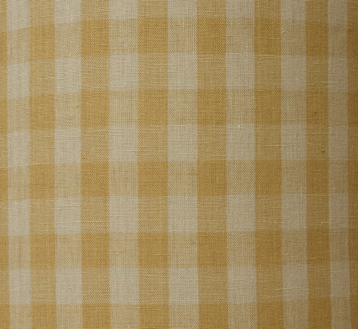 CONTEMPORARY CYLINDER STOOL IN PLAID LINEN