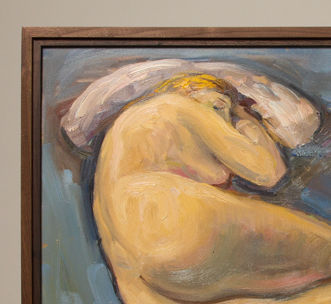 EXPRESSIONIST NUDE STUDY OF RESTING WOMAN & CAT