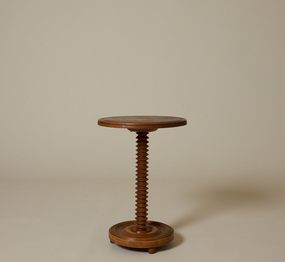 1940S SOLID OAK SIDE TABLE ATTRIBUTED TO CHARLES DUDOUYT