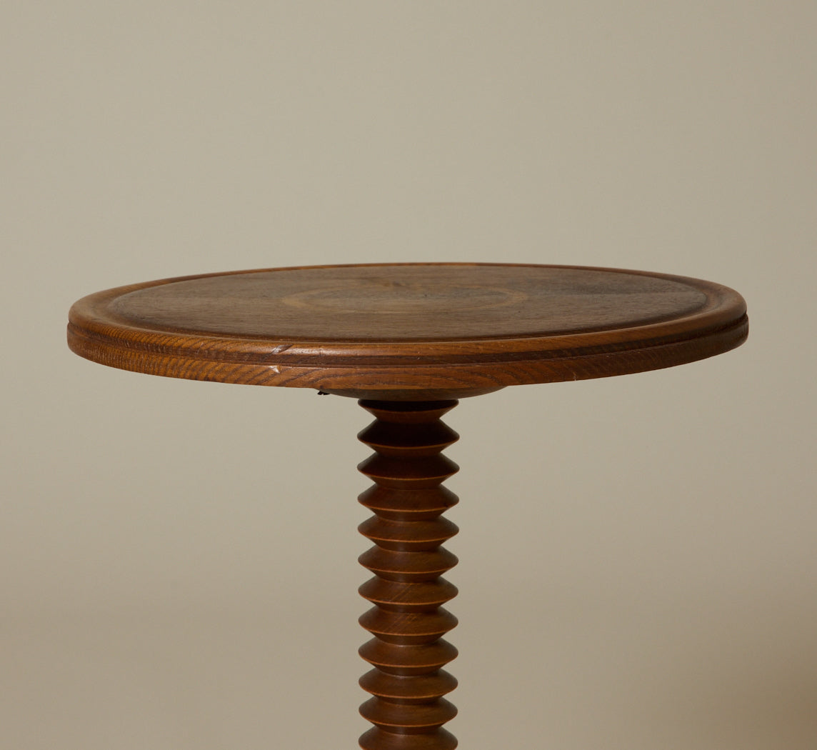 1940S SOLID OAK SIDE TABLE ATTRIBUTED TO CHARLES DUDOUYT