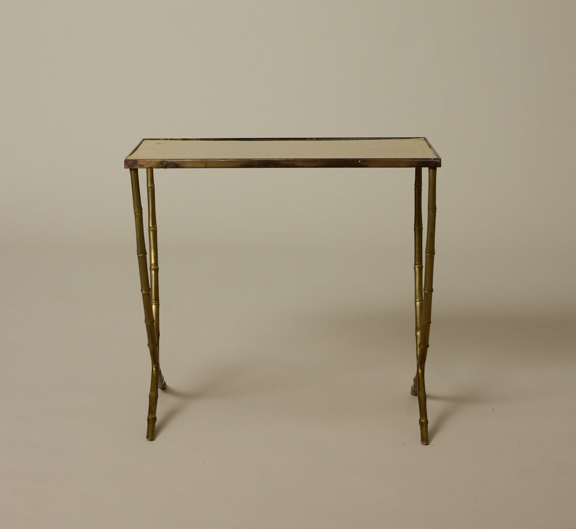 1960S BRONZE BAMBOO END TABLE