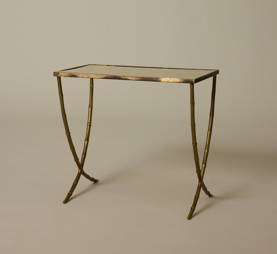1960S BRONZE BAMBOO END TABLE