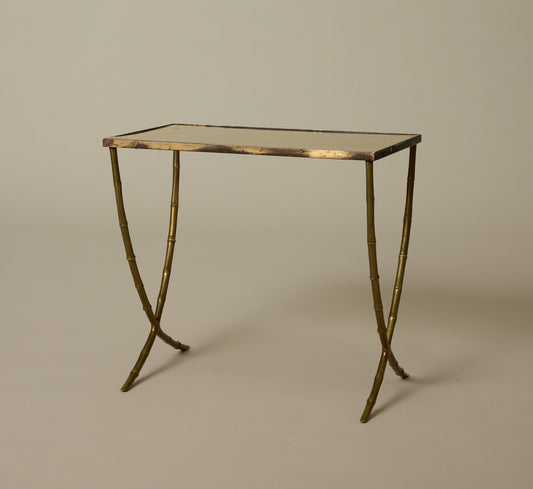 1960S BRONZE BAMBOO END TABLE