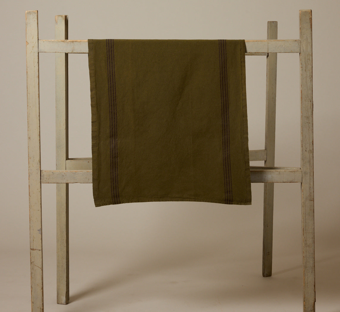 CHARVET FRENCH COTTON & LINEN TEA TOWEL IN MOSS