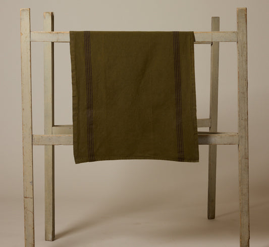 CHARVET FRENCH COTTON & LINEN TEA TOWEL IN MOSS