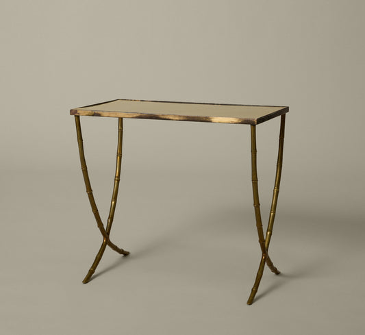 1960S BRONZE BAMBOO END TABLE