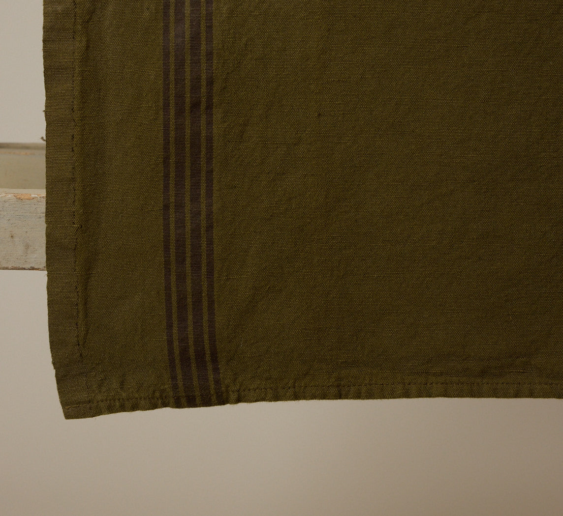 CHARVET FRENCH COTTON & LINEN TEA TOWEL IN MOSS