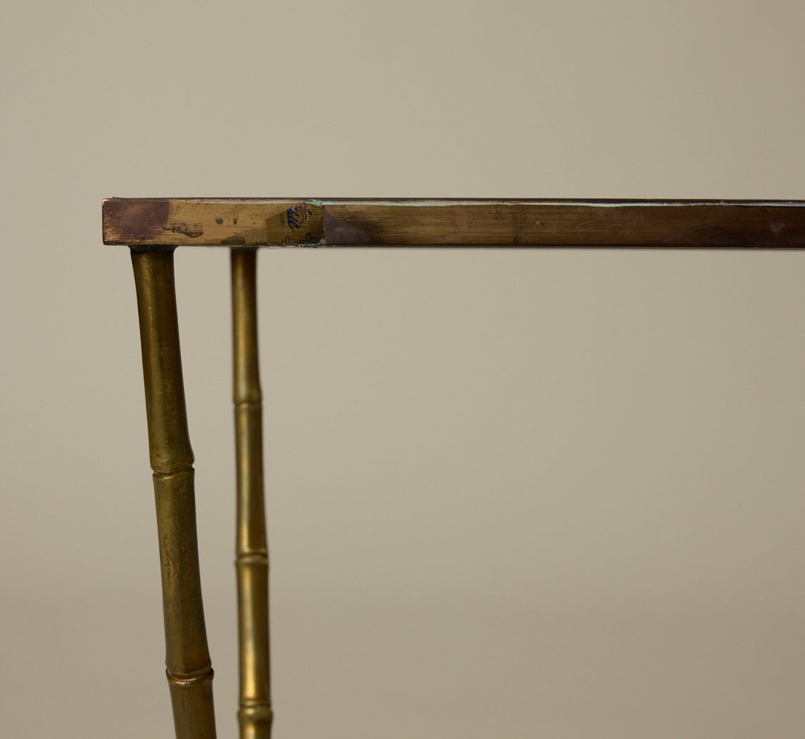 1960S BRONZE BAMBOO END TABLE