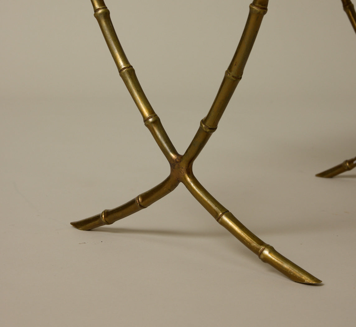 1960S BRONZE BAMBOO END TABLE
