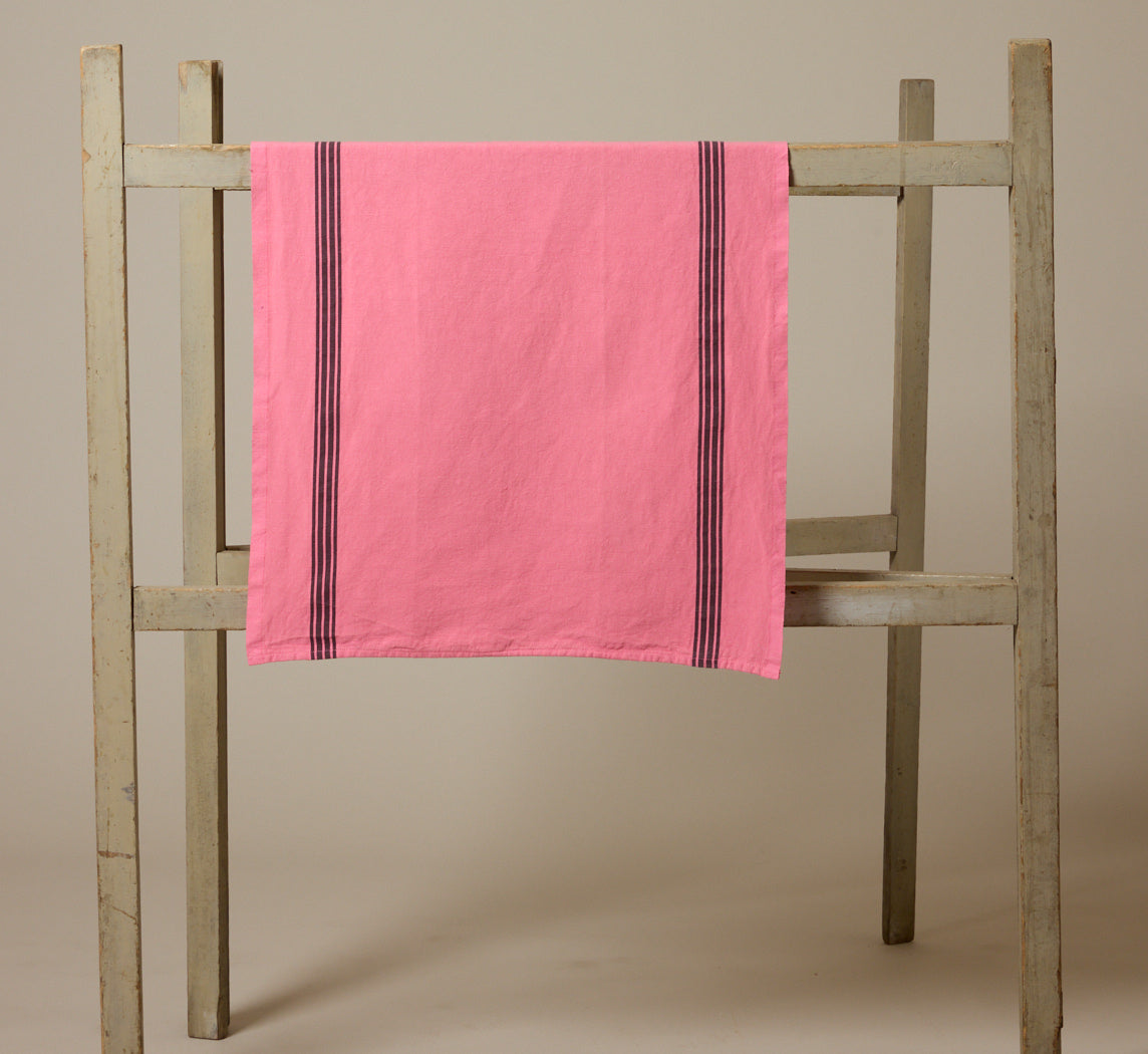 CHARVET FRENCH COTTON & LINEN TEA TOWEL IN PINK