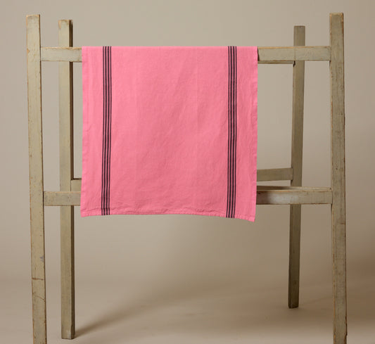 CHARVET FRENCH COTTON & LINEN TEA TOWEL IN PINK