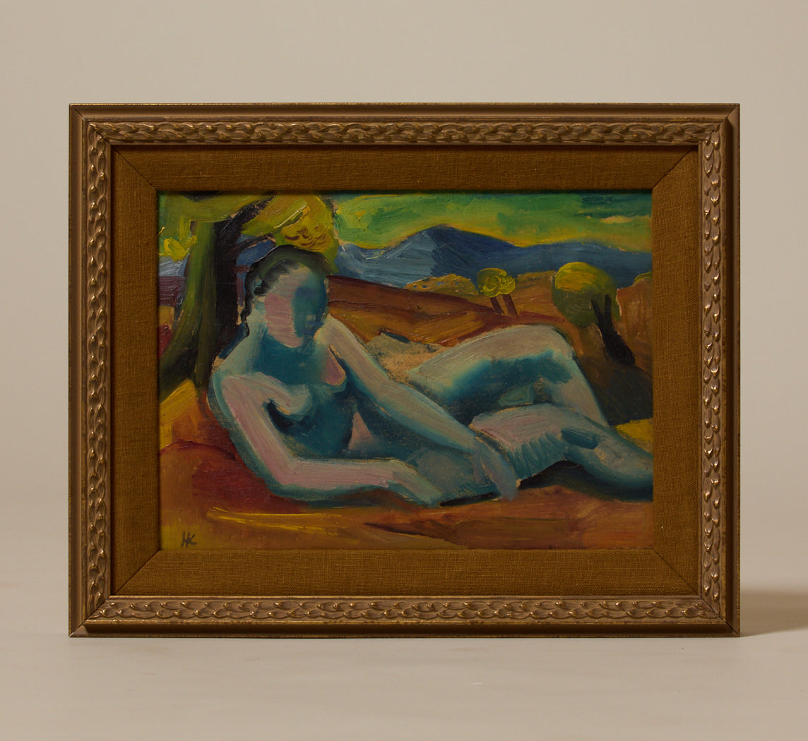 MODERNIST NUDE FIGURE IN LANDSCAPE BY KARL HAUK (1898 - 1974), C. 1920S
