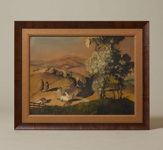 MIDCENTURY AMERICAN FOLK ART PASTORAL LANDSCAPE