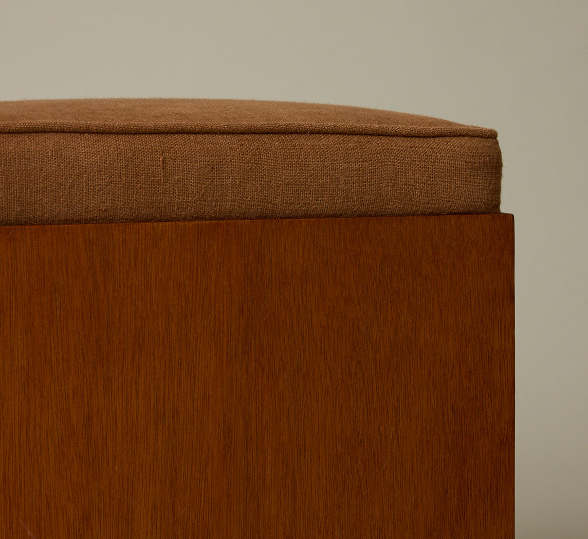 1970S DUTCH WOODEN STOOL WITH STORAGE