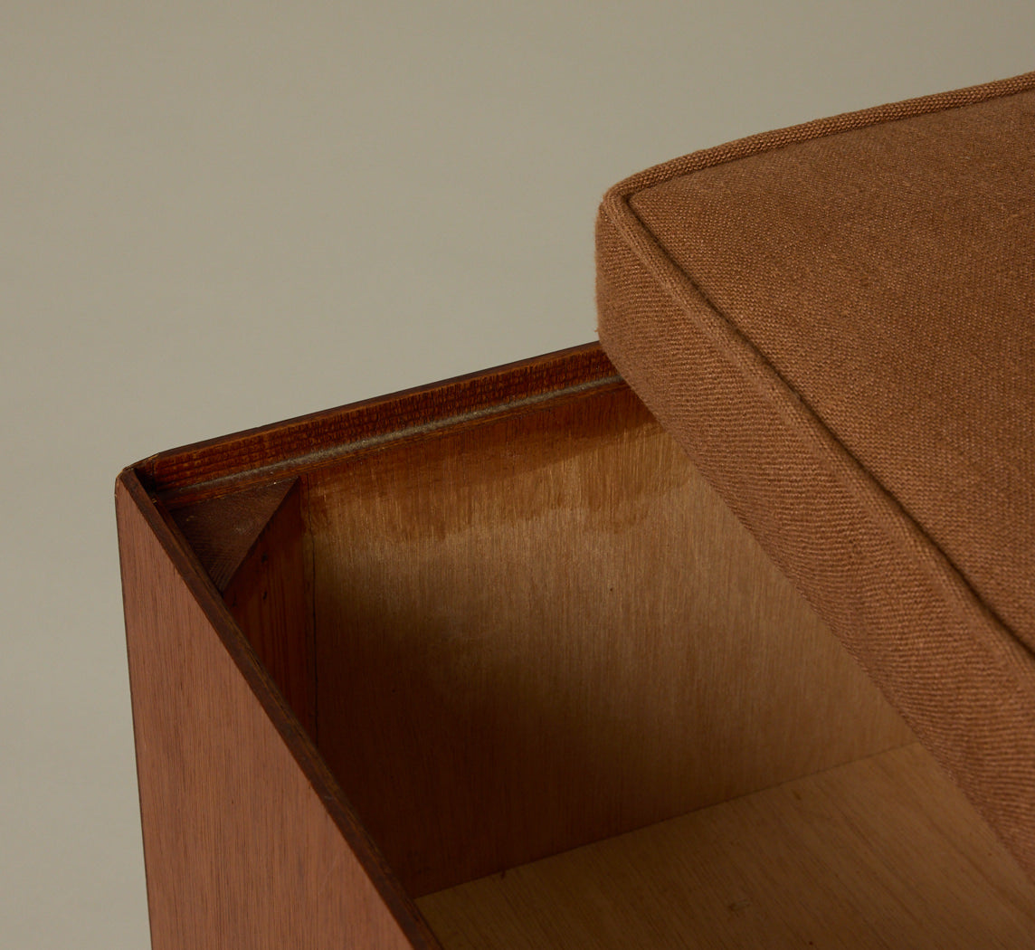 1970S DUTCH WOODEN STOOL WITH STORAGE
