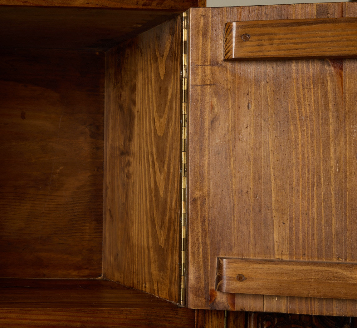 20TH CENTURY CARVED WOOD BRUTALIST CREDENZA