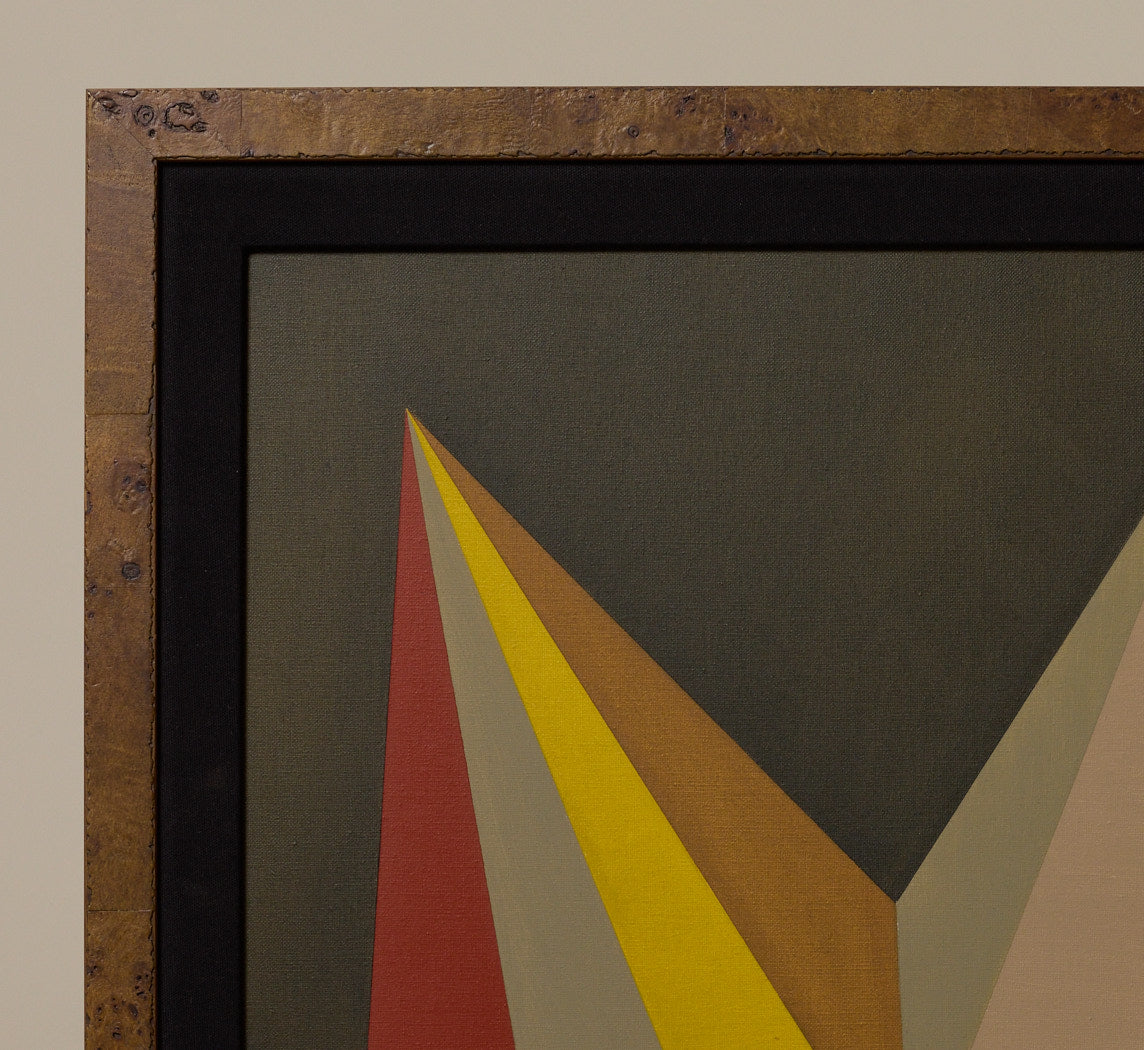 VINTAGE GEOMETRIC OIL ON CANVAS IN BLACK