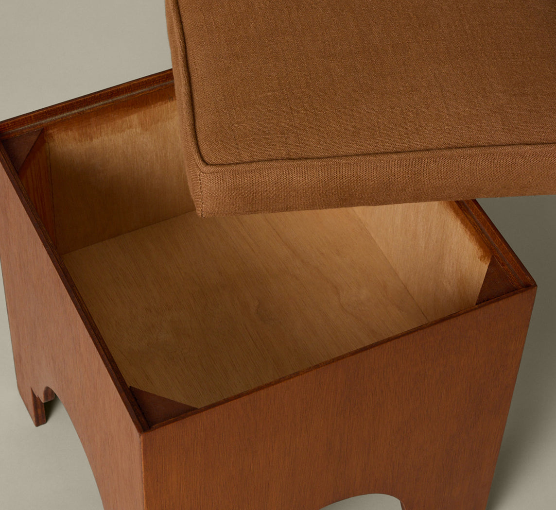 1970S DUTCH WOODEN STOOL WITH STORAGE