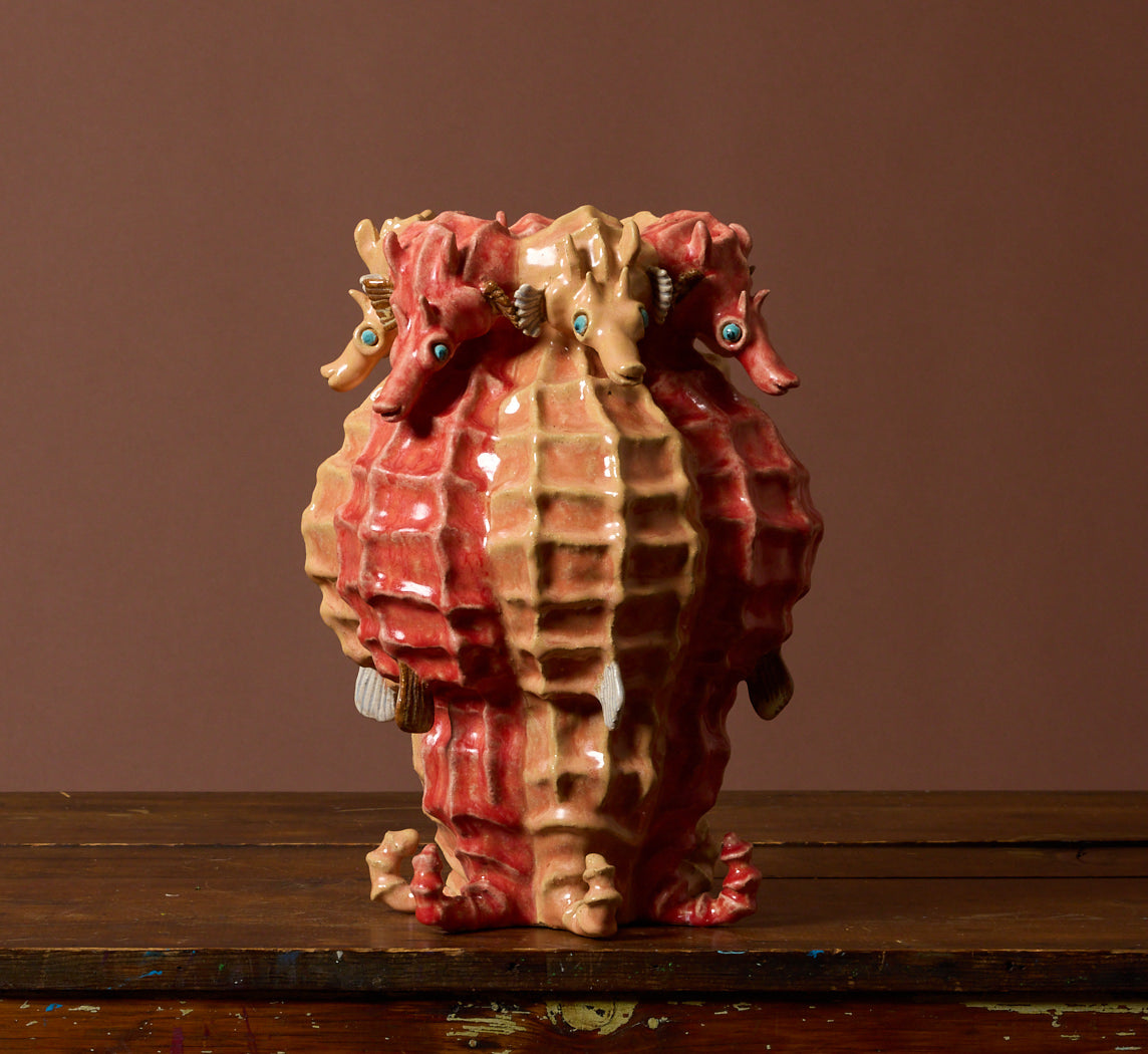 SEAHORSE VASE BY PEARCE WILLIAMS IN CORAL