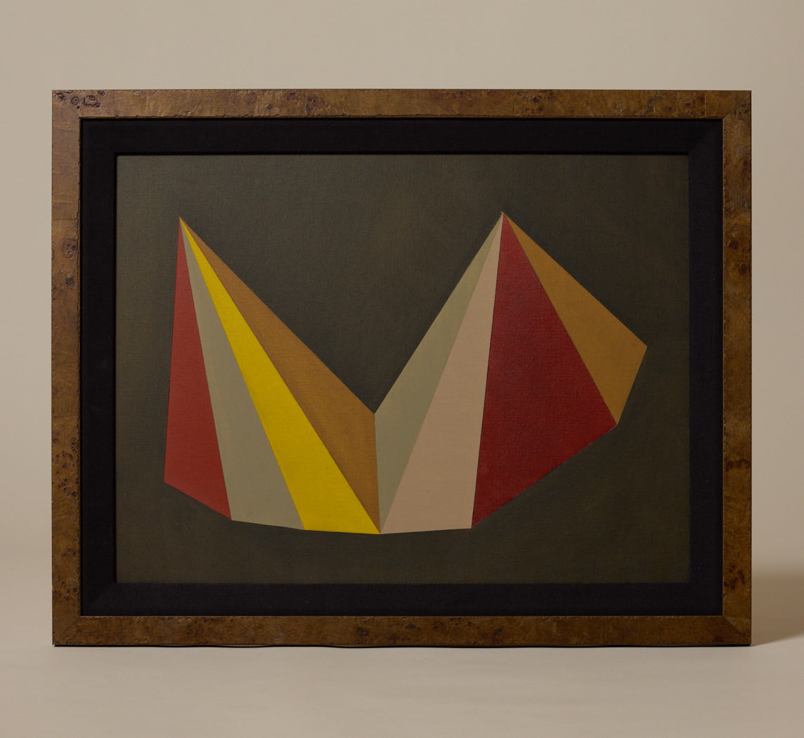 VINTAGE GEOMETRIC OIL ON CANVAS IN BLACK