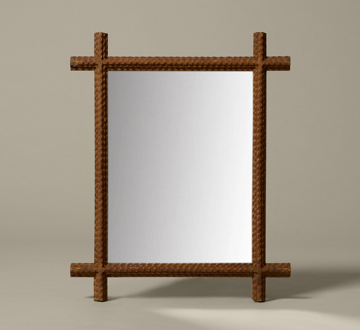 TRAMP ART MIRROR WITH PROTRUDING CORNERS