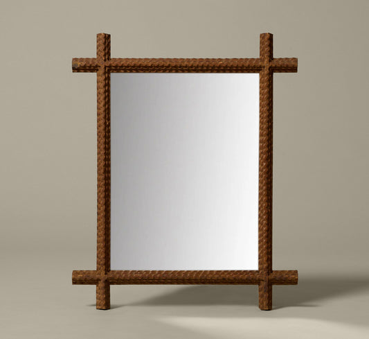 TRAMP ART MIRROR WITH PROTRUDING CORNERS