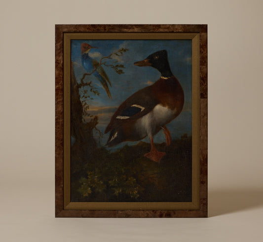 18TH CENTURY DUCK WITH EXOTIC BIRD ATTR. TO PIETER III CASTEELS (1684-1749)