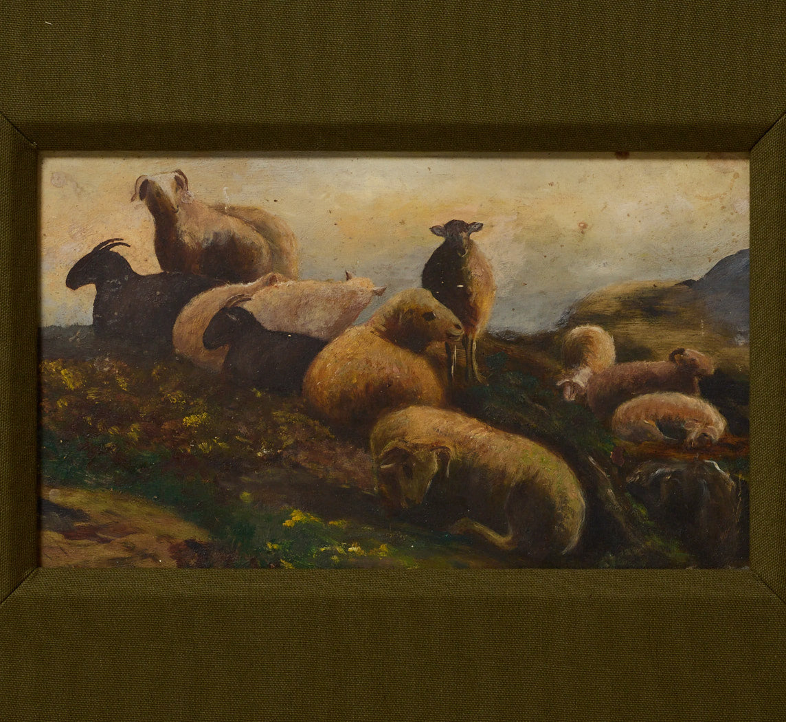 19TH CENTURY BARBIZON SCHOOL PASTORAL SHEEP LANDSCAPE