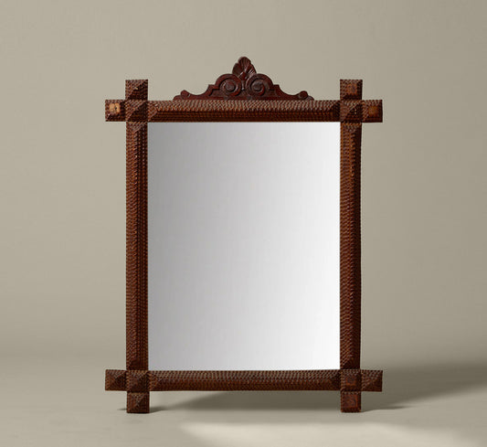 19TH CENTURY TRAMP ART WALL MIRROR