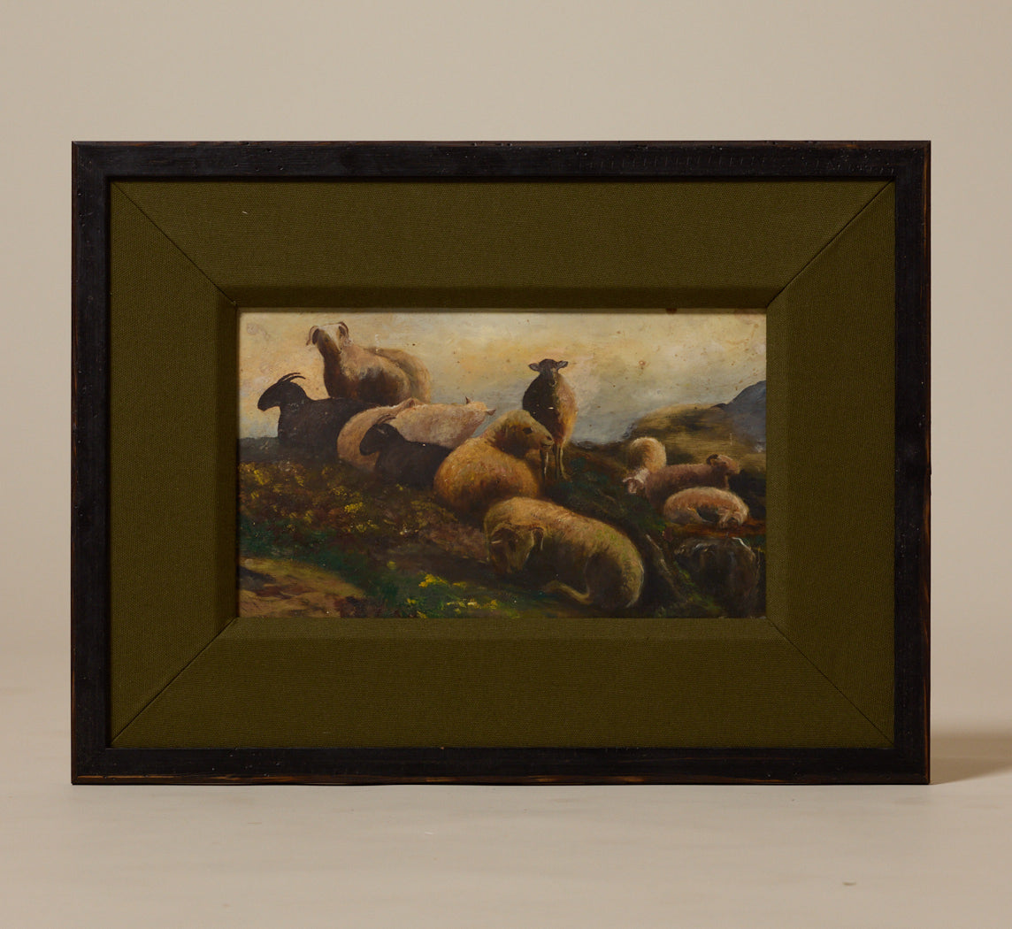 19TH CENTURY BARBIZON SCHOOL PASTORAL SHEEP LANDSCAPE