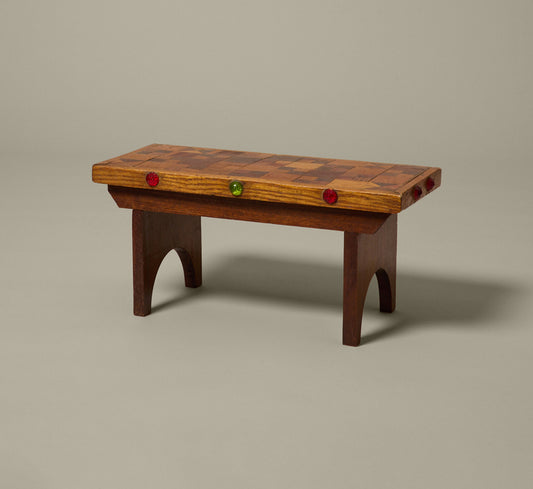 VINTAGE FOLK ART WOODEN INLAY STOOL