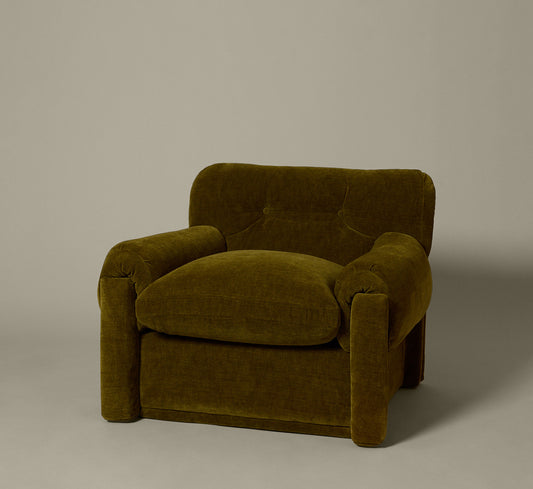 1960S CLUB CHAIR IN OLIVE CHENILLE