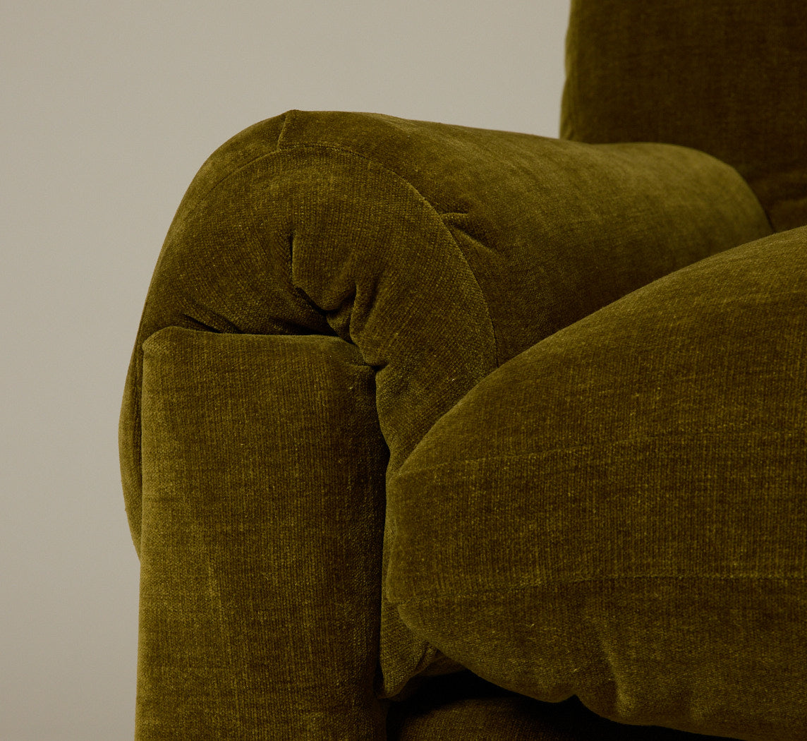 1960S CLUB CHAIR IN OLIVE CHENILLE