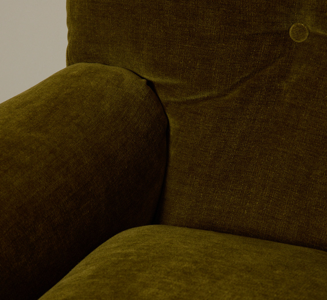 1960S CLUB CHAIR IN OLIVE CHENILLE