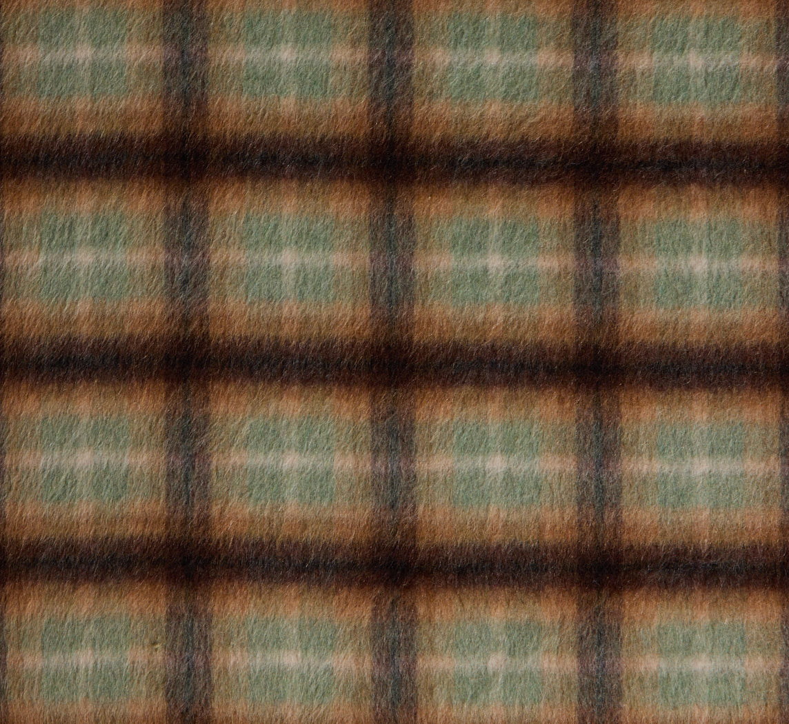 PIERCE & WARD CIRCLE OTTOMAN IN MORALDO  WOOL PLAID