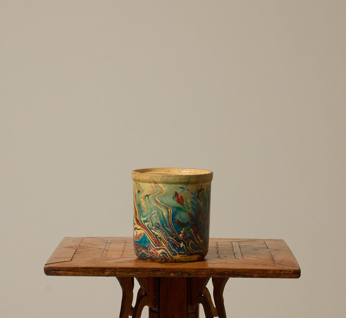 VINTAGE MARBLED PAINTED VESSEL