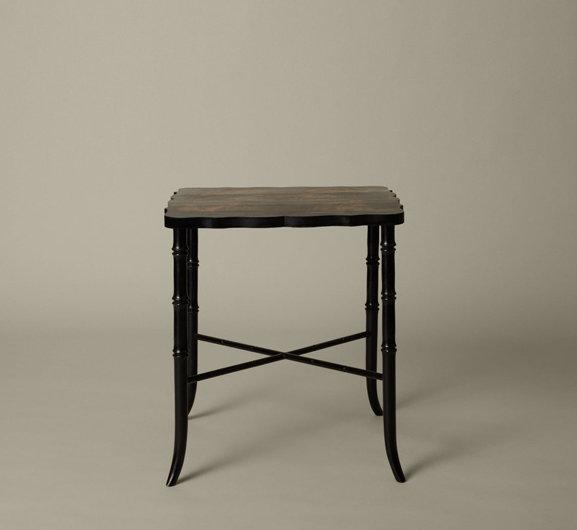 JAPANESE LACQUER SIDE TABLE WITH BAMBOO LEGS