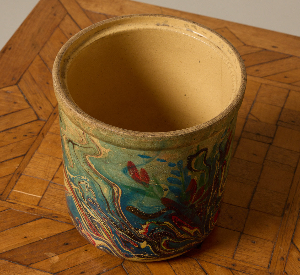 VINTAGE MARBLED PAINTED VESSEL