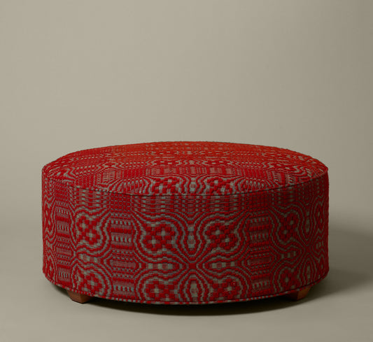PIERCE & WARD CIRCLE OTTOMAN IN VINTAGE QUILT