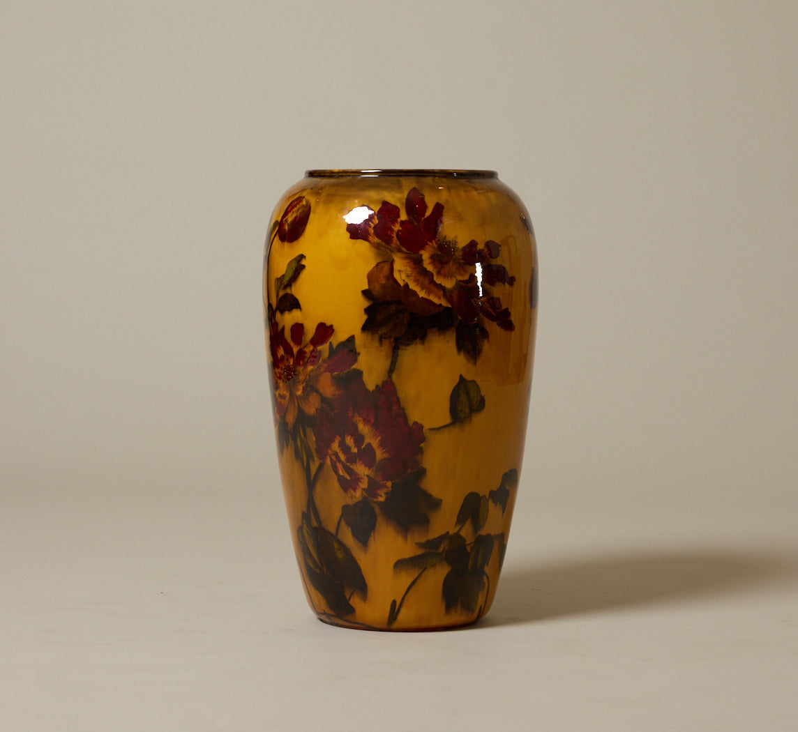 OVERSIZED MAJOLICA PEONY VASE BY GEORGE JONES & SONS, C. 1890