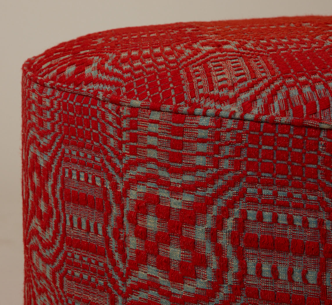 PIERCE & WARD CIRCLE OTTOMAN IN VINTAGE QUILT