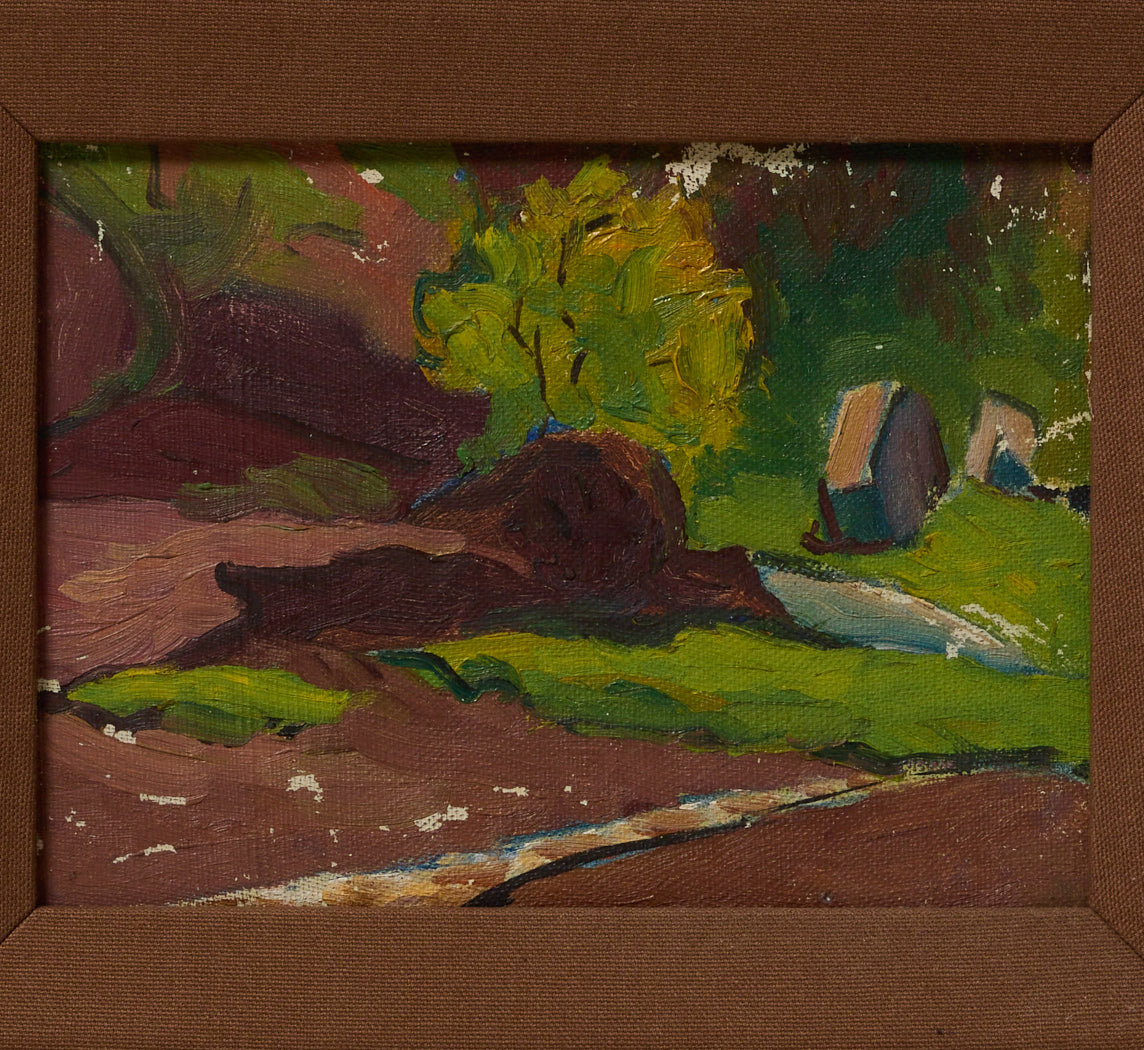 1920S RUSSIAN POST-IMPRESSIONIST RURAL LANDSCAPE