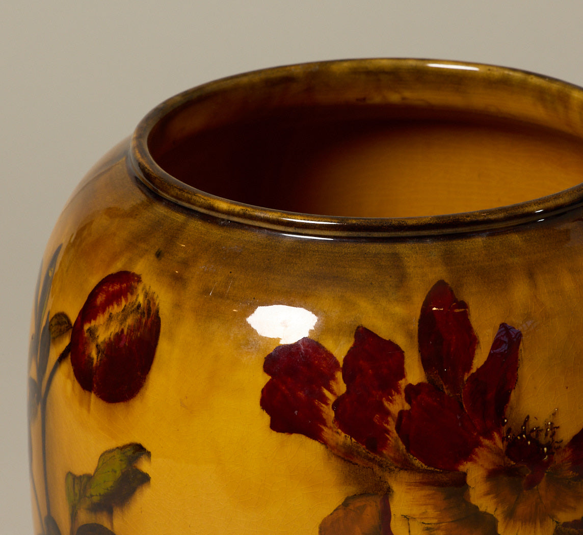 OVERSIZED MAJOLICA PEONY VASE BY GEORGE JONES & SONS, C. 1890