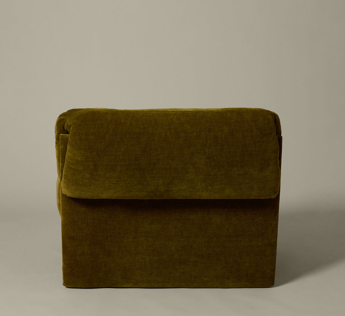 1960S CLUB CHAIR IN OLIVE CHENILLE