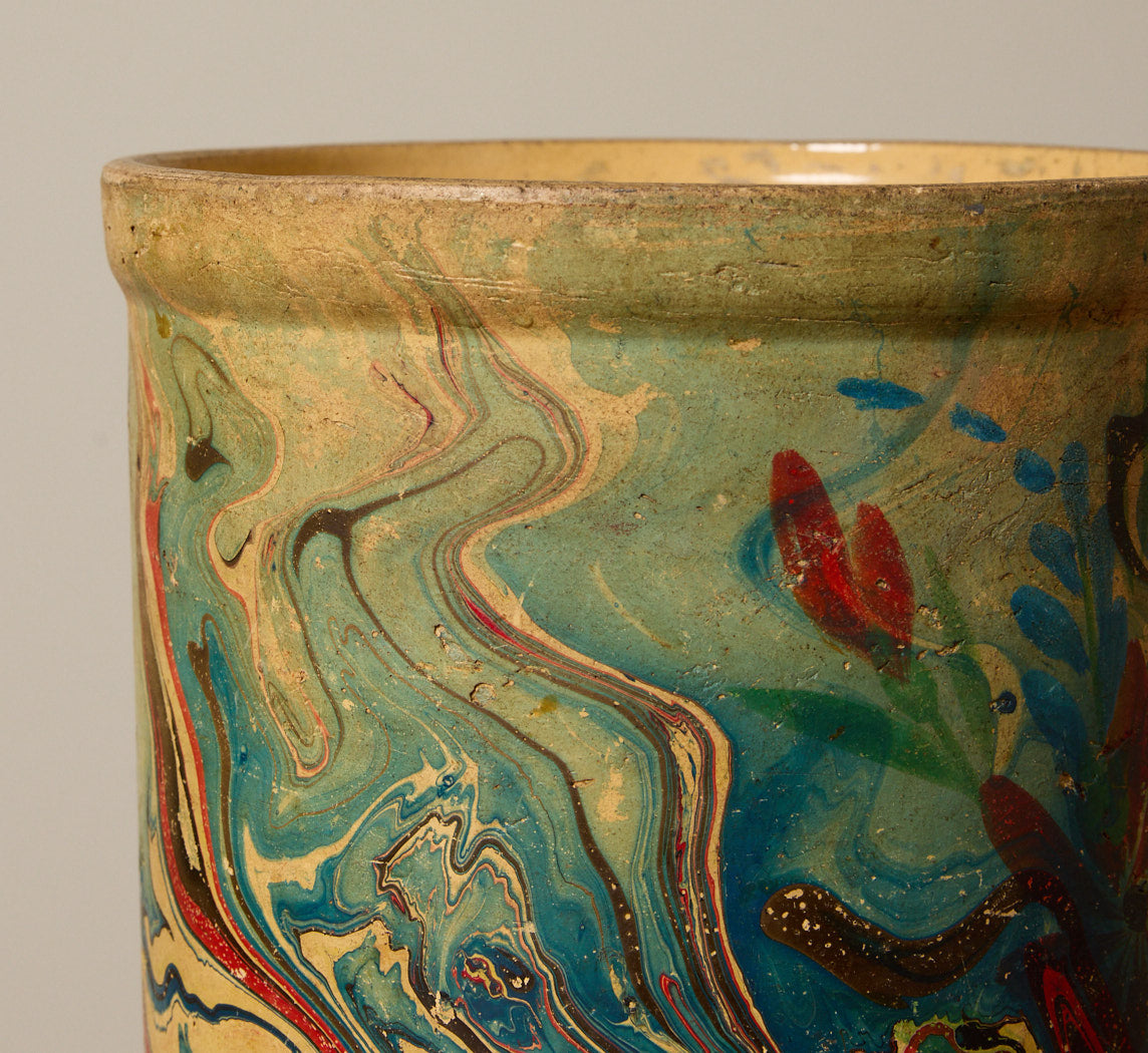 VINTAGE MARBLED PAINTED VESSEL