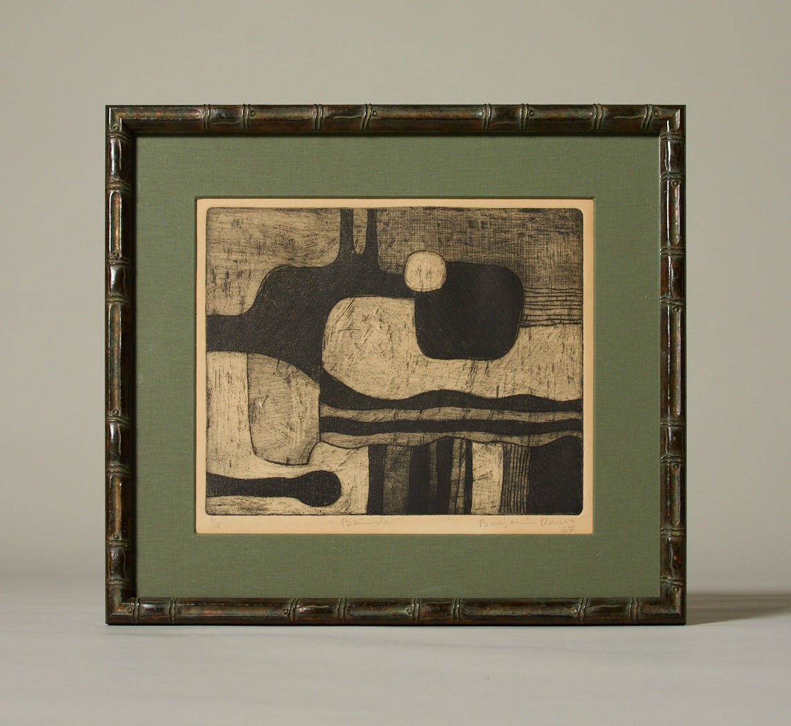 20TH CENTURY DRY ETCHING ON PAPER OF ABSTRACT BATHER