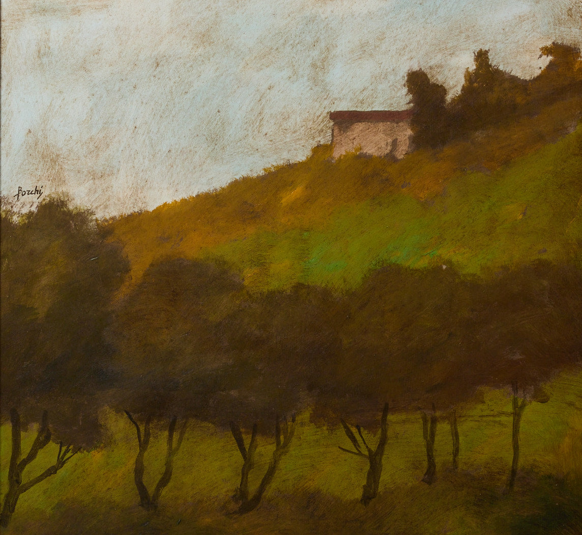 VINTAGE ITALIAN IMPRESSIONISTIC HILLSIDE LANDSCAPE