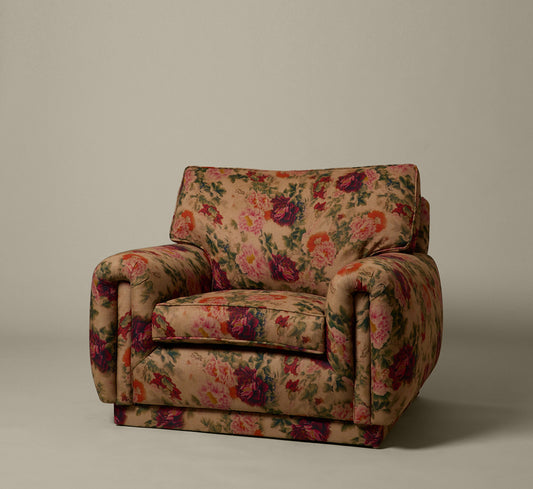 PAIR OF POSTMODERN OVERSIZED LOUNGE CHAIRS IN FLORAL